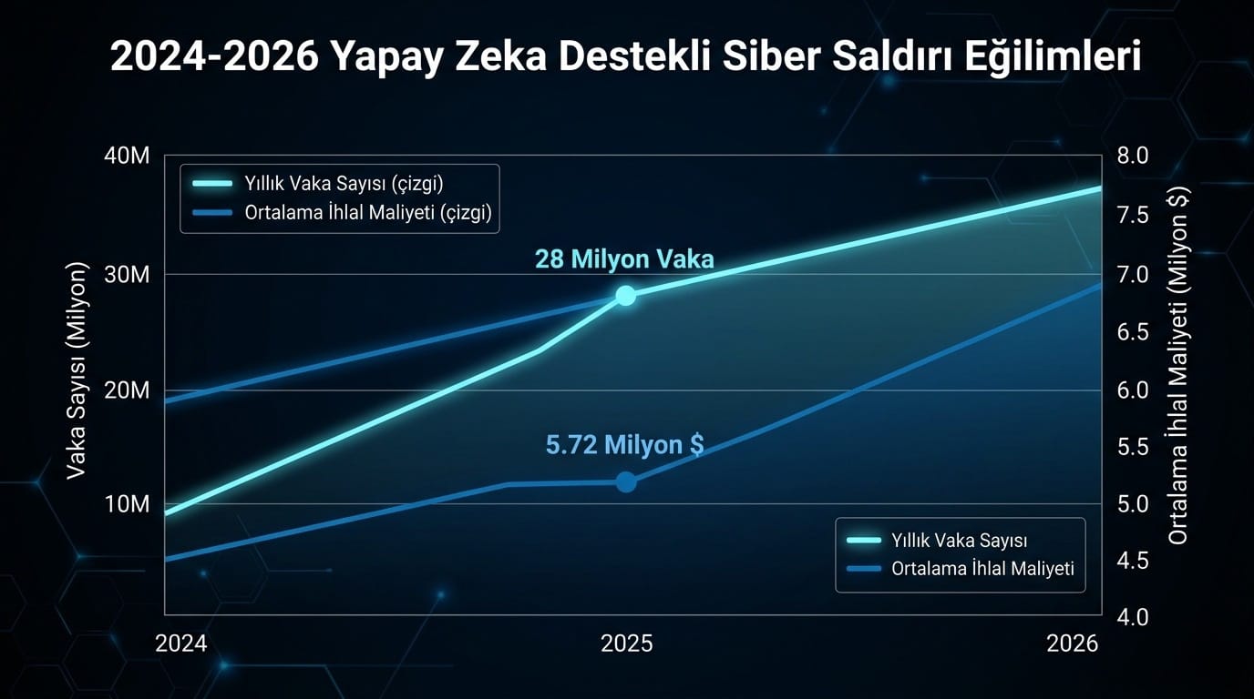 AI siber saldırı istatistikleri 2026 grafiği