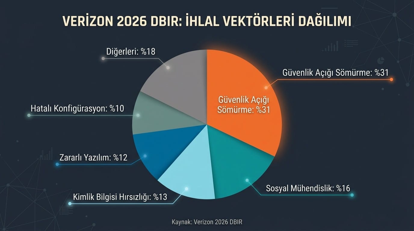 Verizon 2026 DBIR ihlal vektörleri grafiği