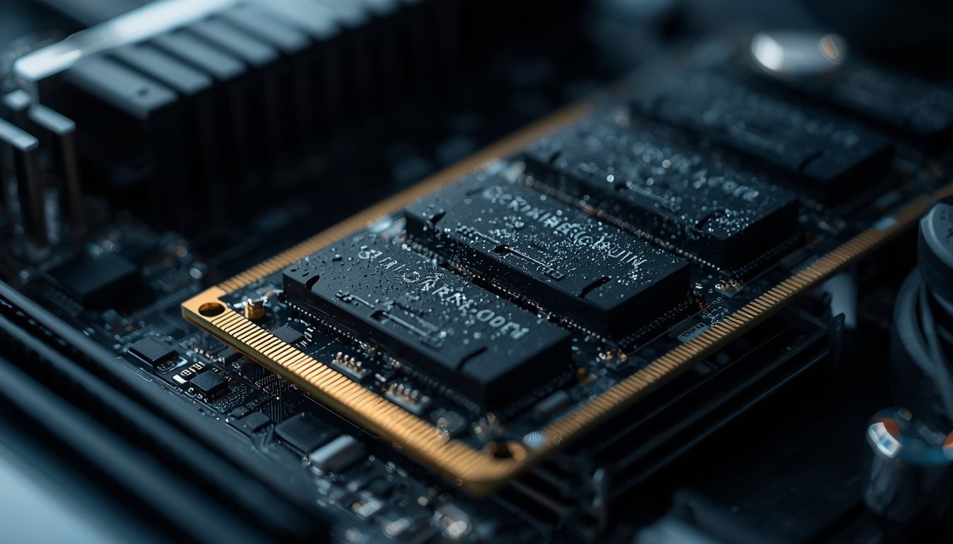 PHP2Shell güvenlik açığının kaynağı olan bellek yönetimini temsil eden, anakart yuvasına takılı sunucu RAM modülünün yakın çekim fotoğrafı.