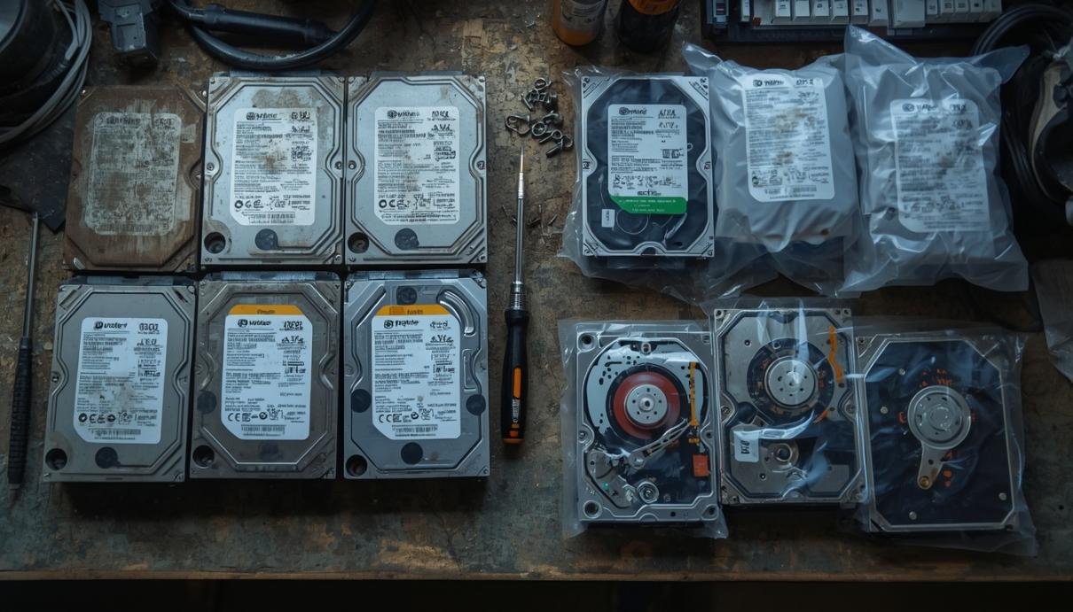 PHP2Shell güvenlik açığında desteği bitmiş eski PHP sürümleri ile yamalı yeni sürümleri simgeleyen eski ve yeni sunucu disklerinin üstten fotoğrafı.