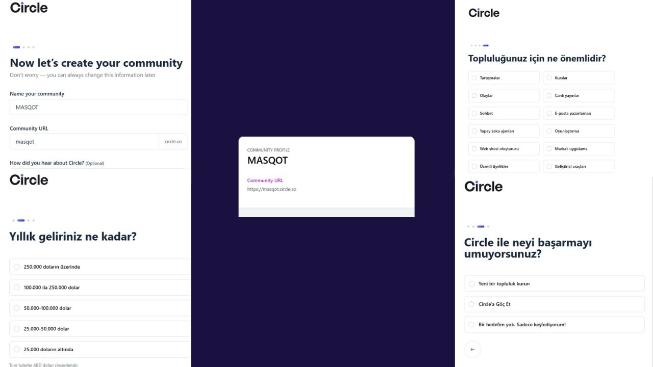 Circle website builder kimlik oluşturma