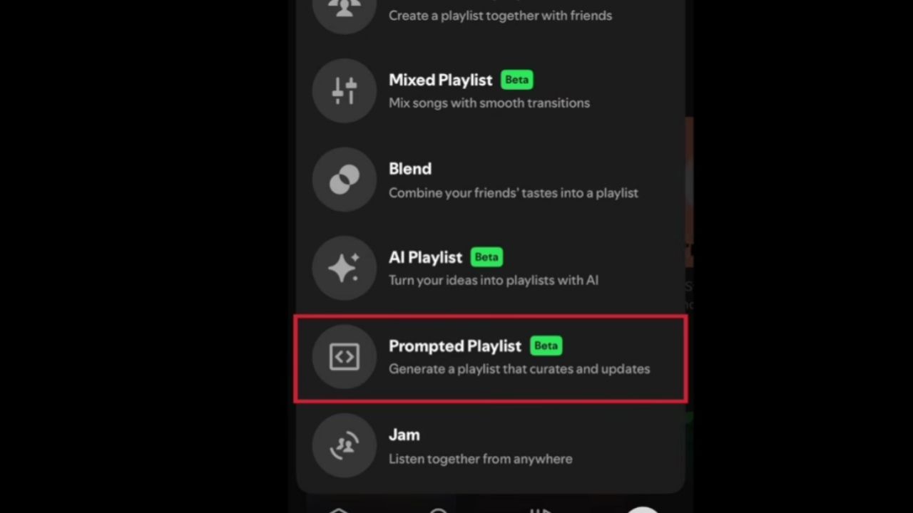Mobil uygulama üzerinden Spotify Prompted Playlist kullanımı