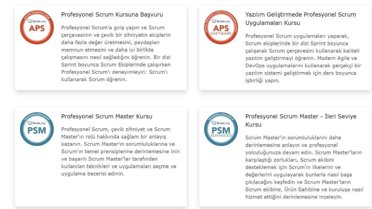 Project management courses scrum