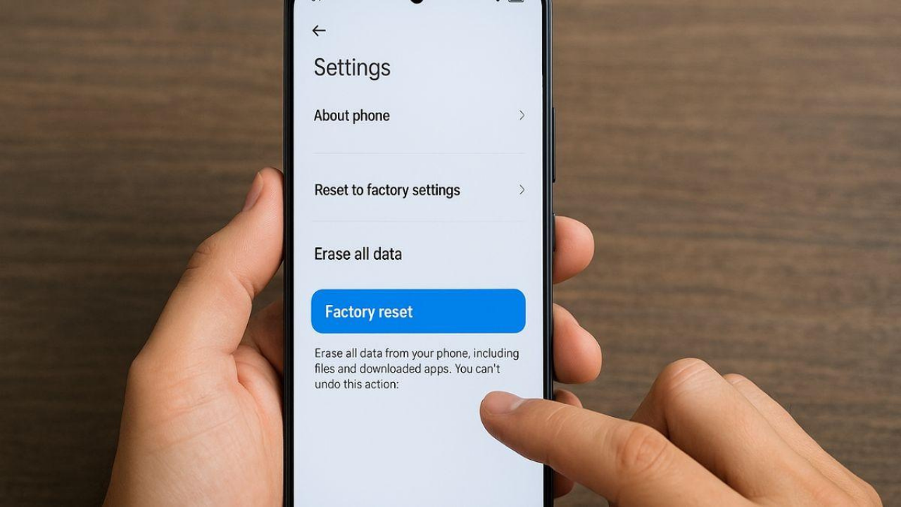 Android telefonda fabrika ayarlarına sıfırlama işlemi için ayarlar menüsü
