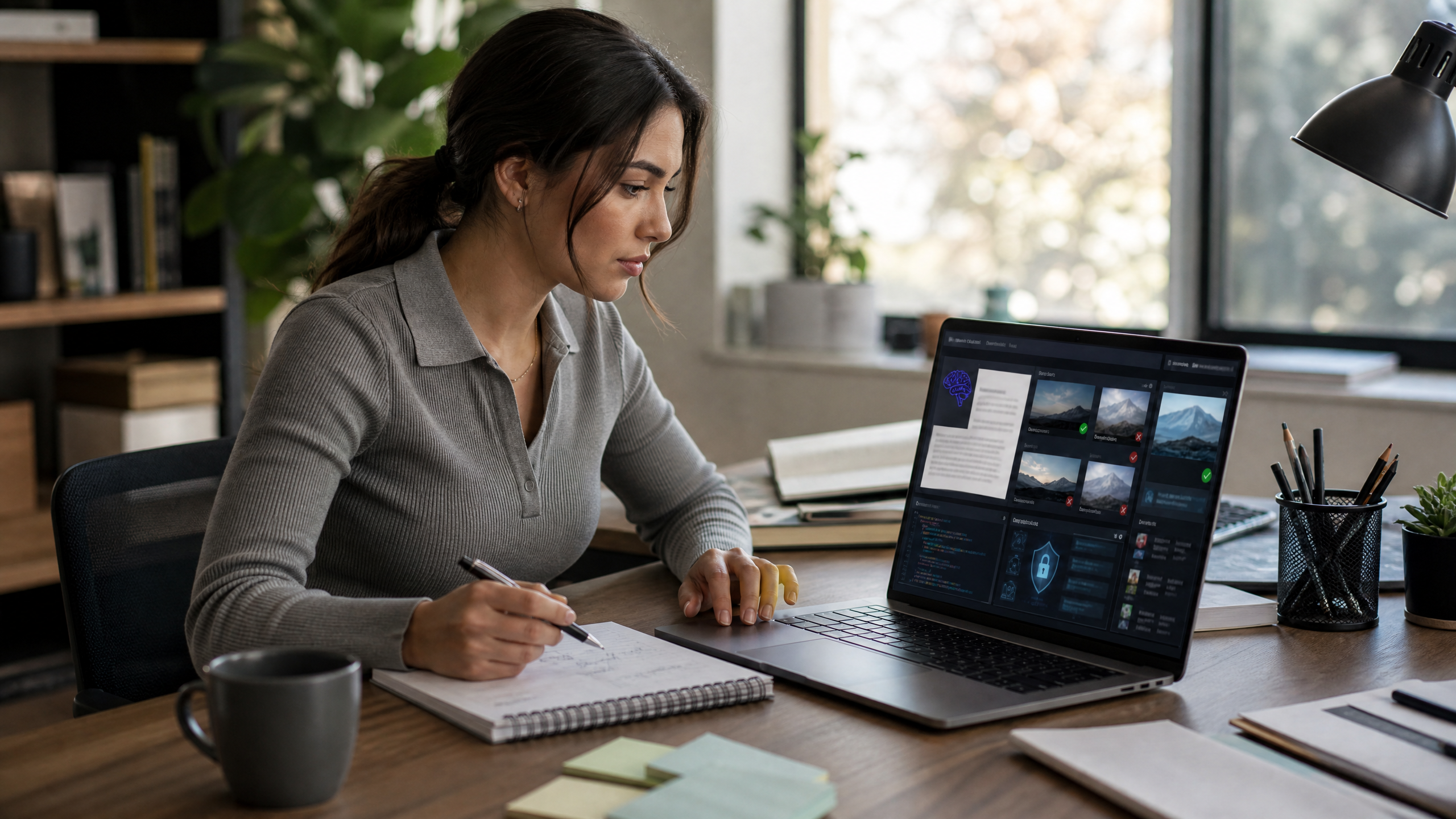 Yapay zeka kullanırken kalite kontrol ve veri gizliliğine dikkat eden freelancer