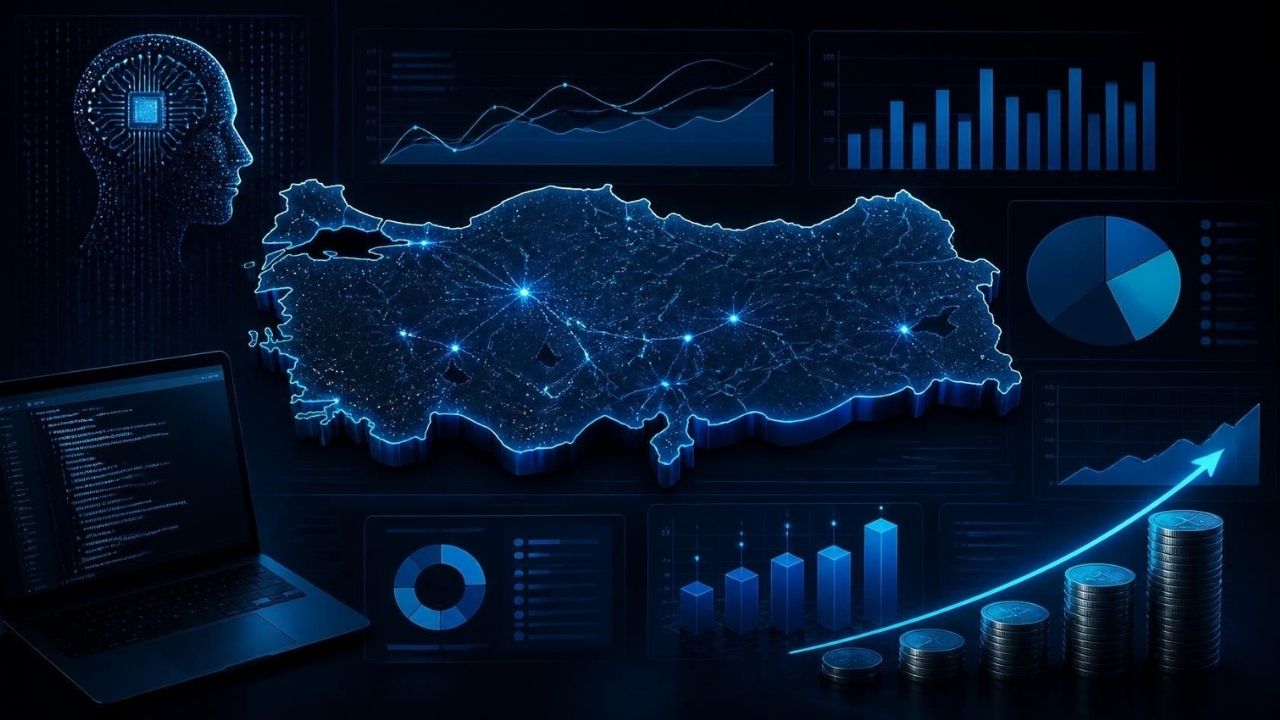 Türkiye'de 2026 yapay zeka mühendisi maaşlarını gösteren profesyonel teknoloji ve kariyer görseli