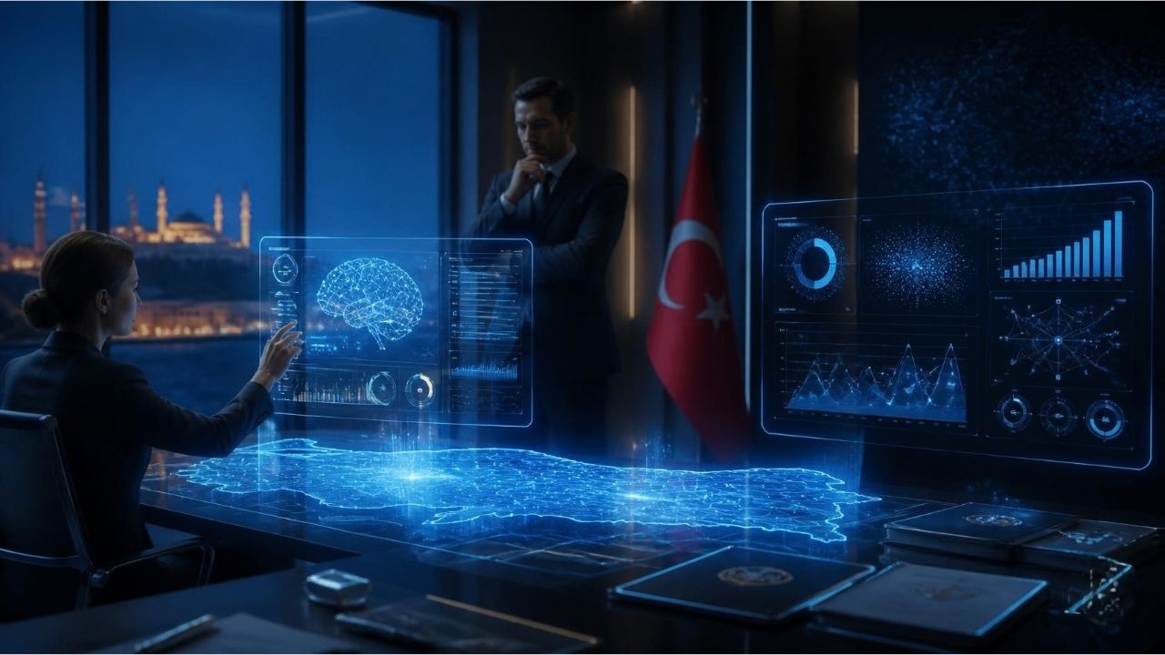 Türkiye yapay zeka stratejisini temsil eden dijital ekran