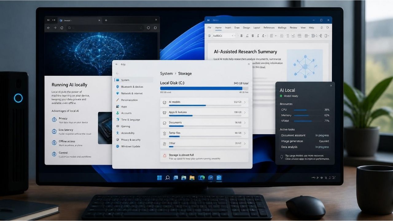 Windows 11 yapay zeka özelliklerinin depolama kullanımına etkisi
