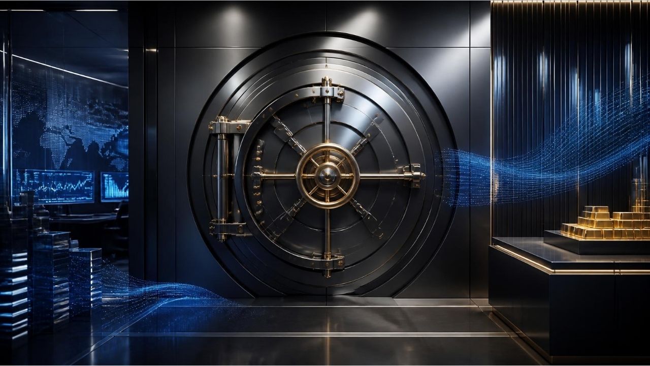Bankaların düşük maliyetli mevduat kaynaklarını temsil eden dijital kasa ve finansal veri görseli.