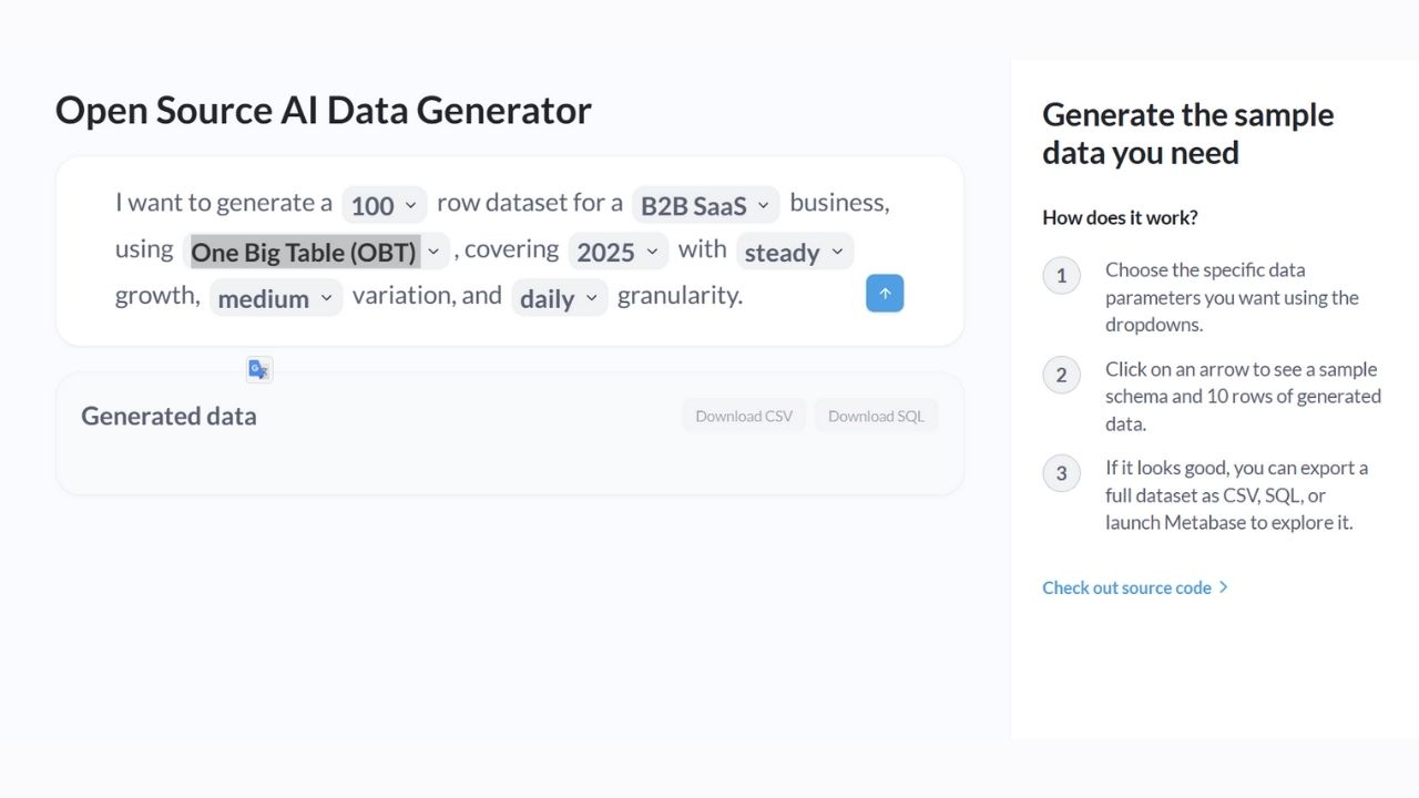 Open source ai data generator yani açık kaynaklı yapay zeka veri üreticisine ait görsel