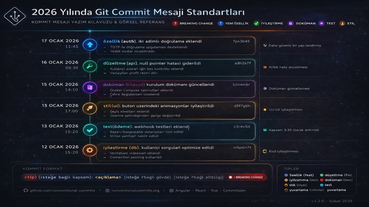 Git commit mesajı standartları