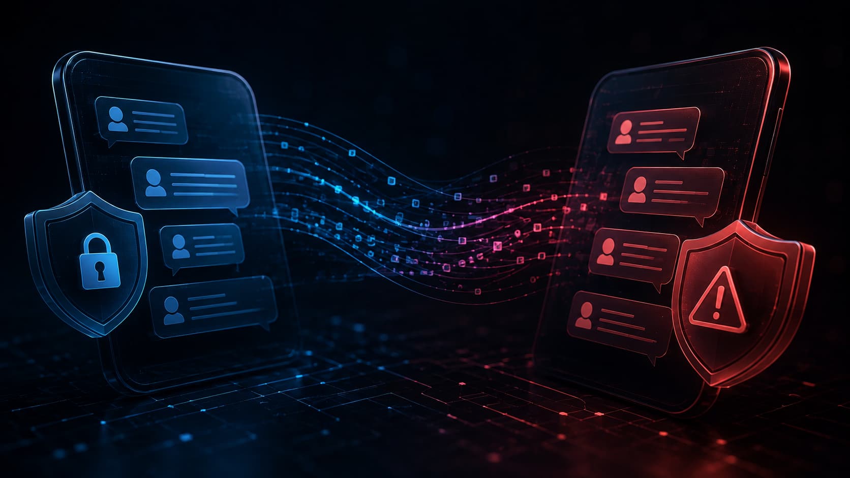 Oyun içi sohbetten Discord ortamına yönlendirilen aşamalı sosyal mühendislik ve oltalama sürecini gösteren konsept görsel