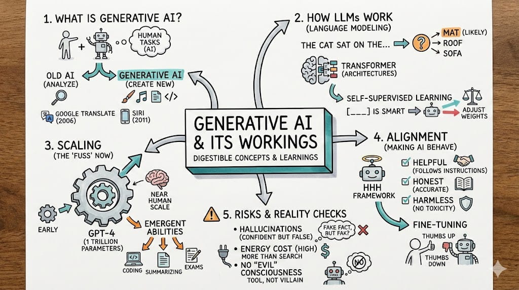üretken yapay zekanın işleyişini gösteren infografik
