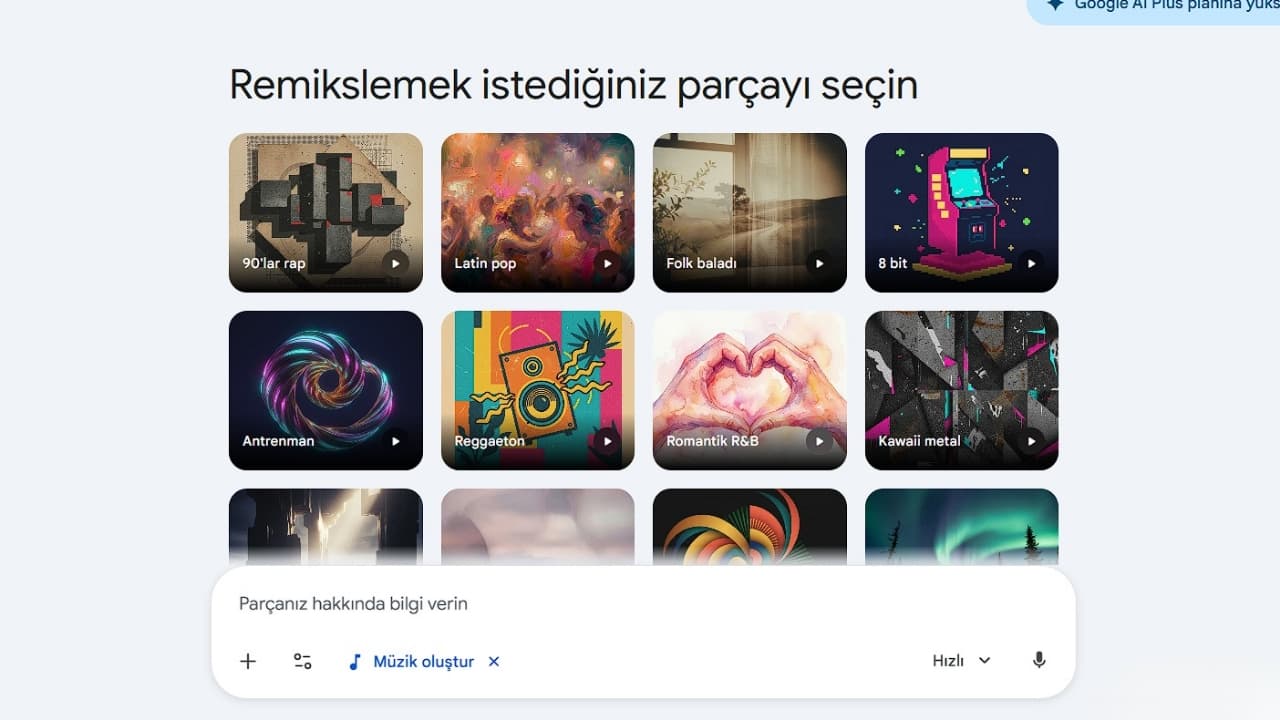 lyria 3 arayüzü