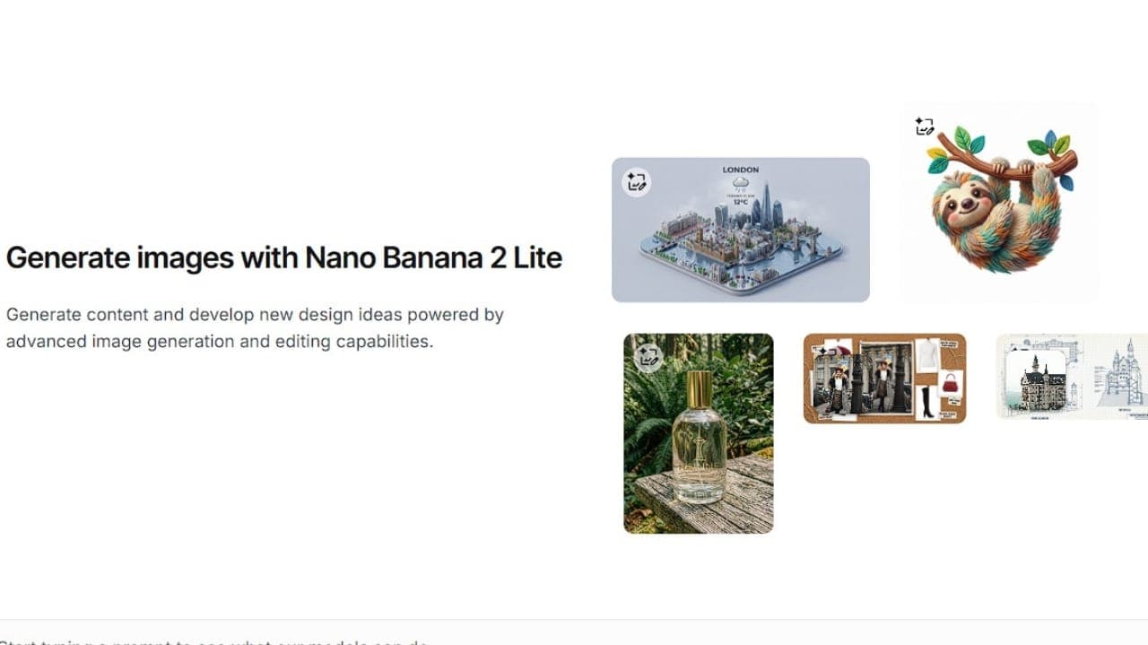 Nano Banana 2 lite arayüzü