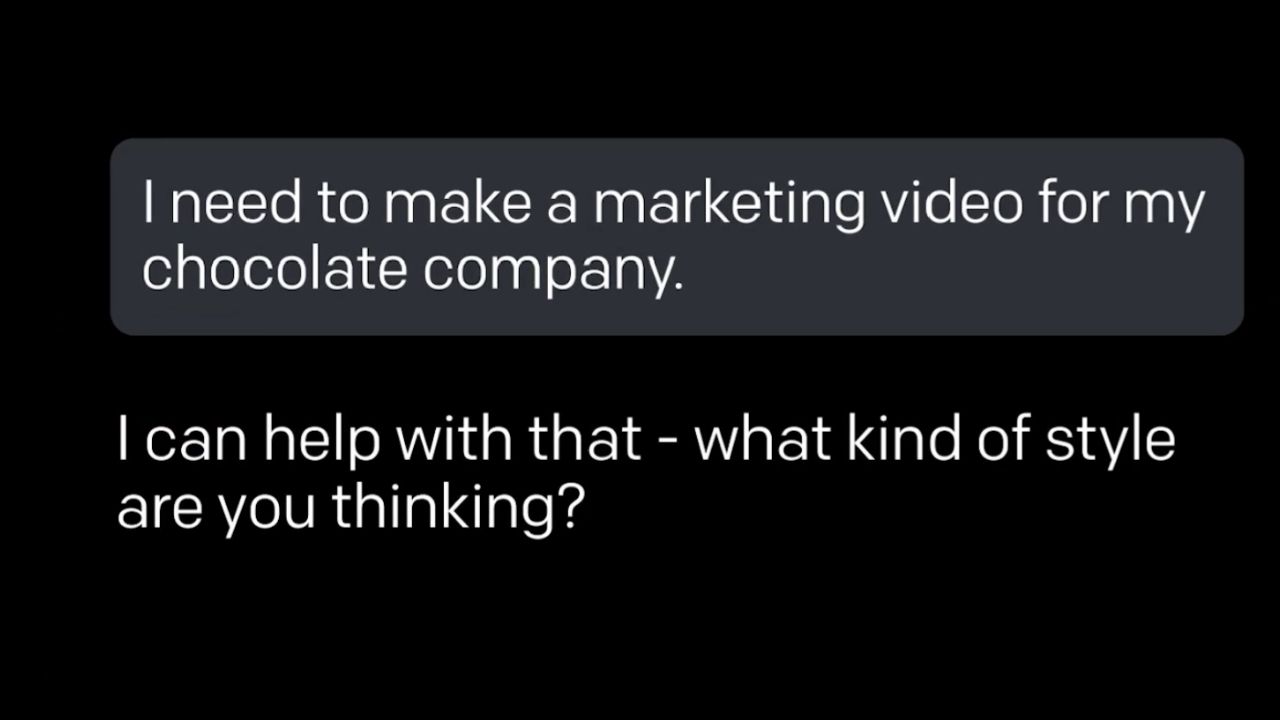 Runway Agent sohbet tabanlı AI video oluşturma prompt ekranı