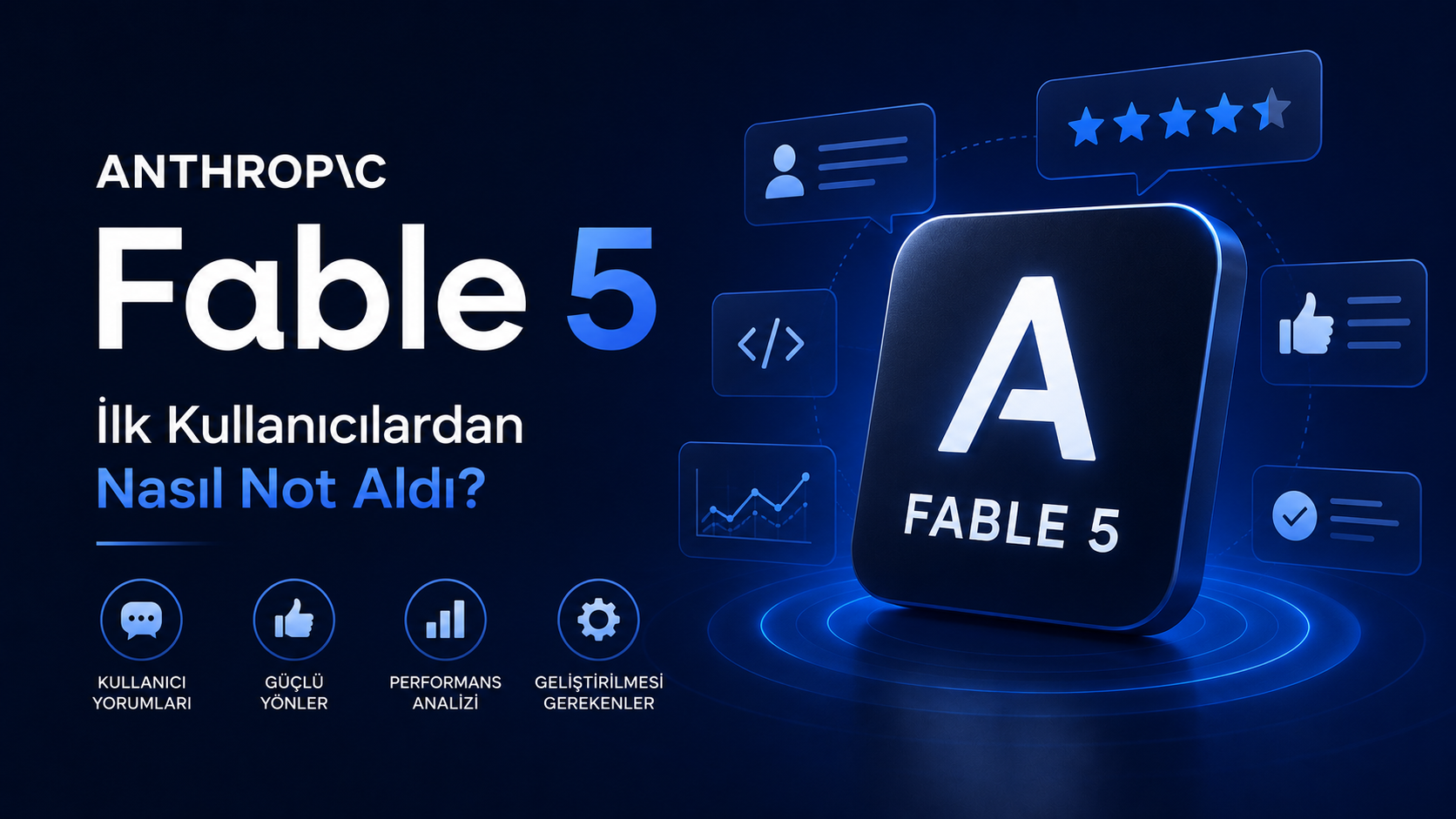 Anthropic Fable 5 yapay zeka modelinin ilk kullanıcı yorumları ve performans değerlendirmelerini gösteren görsel