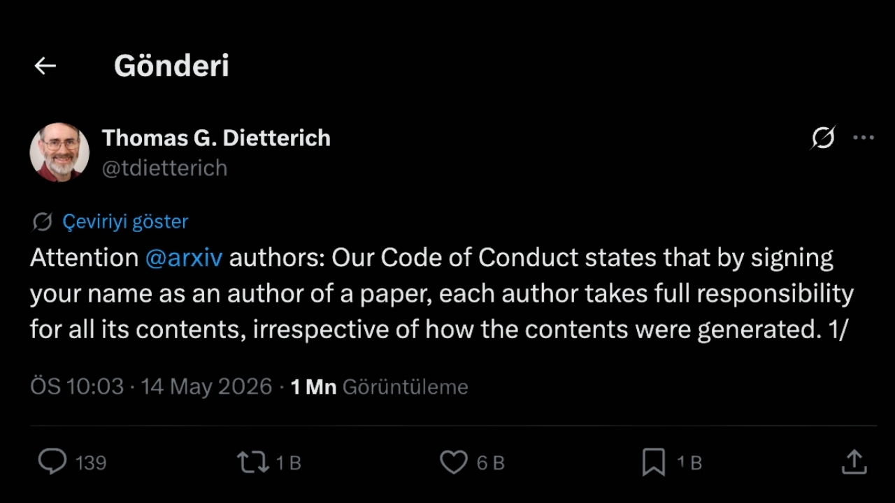 Thomas Dietterich'in ArXİv tweeti