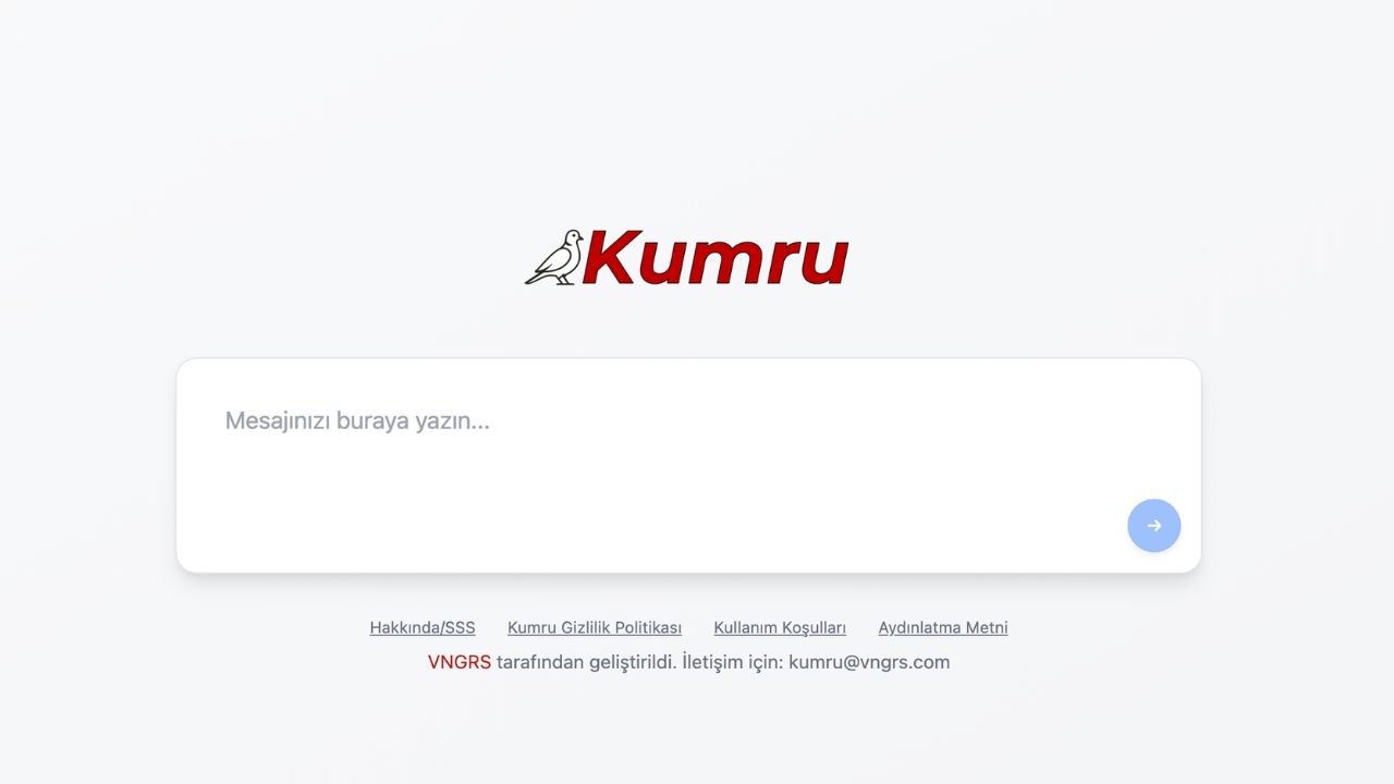 Yerli yapay zeka aracı Kumru'nun web sitesi açılış ekranının görseli