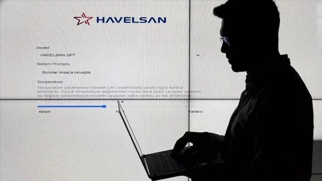 Havelsan ekranı açık olan bilgisayar elinde çalışan bir kişinin var olduğu görsel