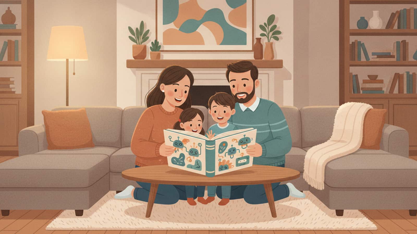 Bir aile yapay zeka okuryazarlığı rehberini okuyor