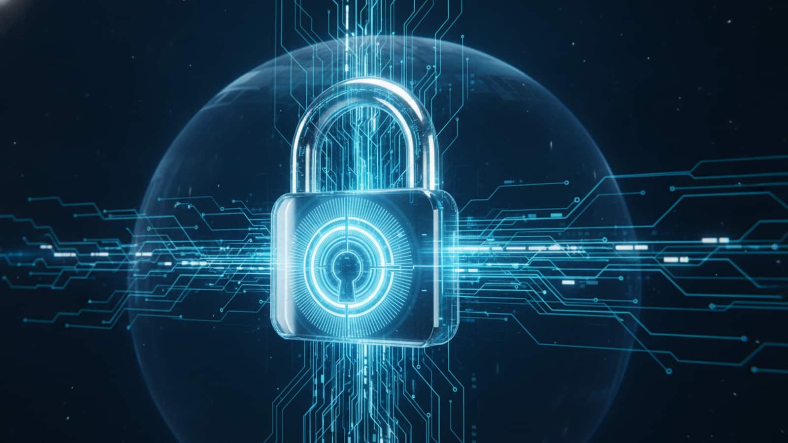 OpenAI'ın güvenlik protokollerini güçlendirmesini simgeleyen bir kilit ve teknoloji ağı